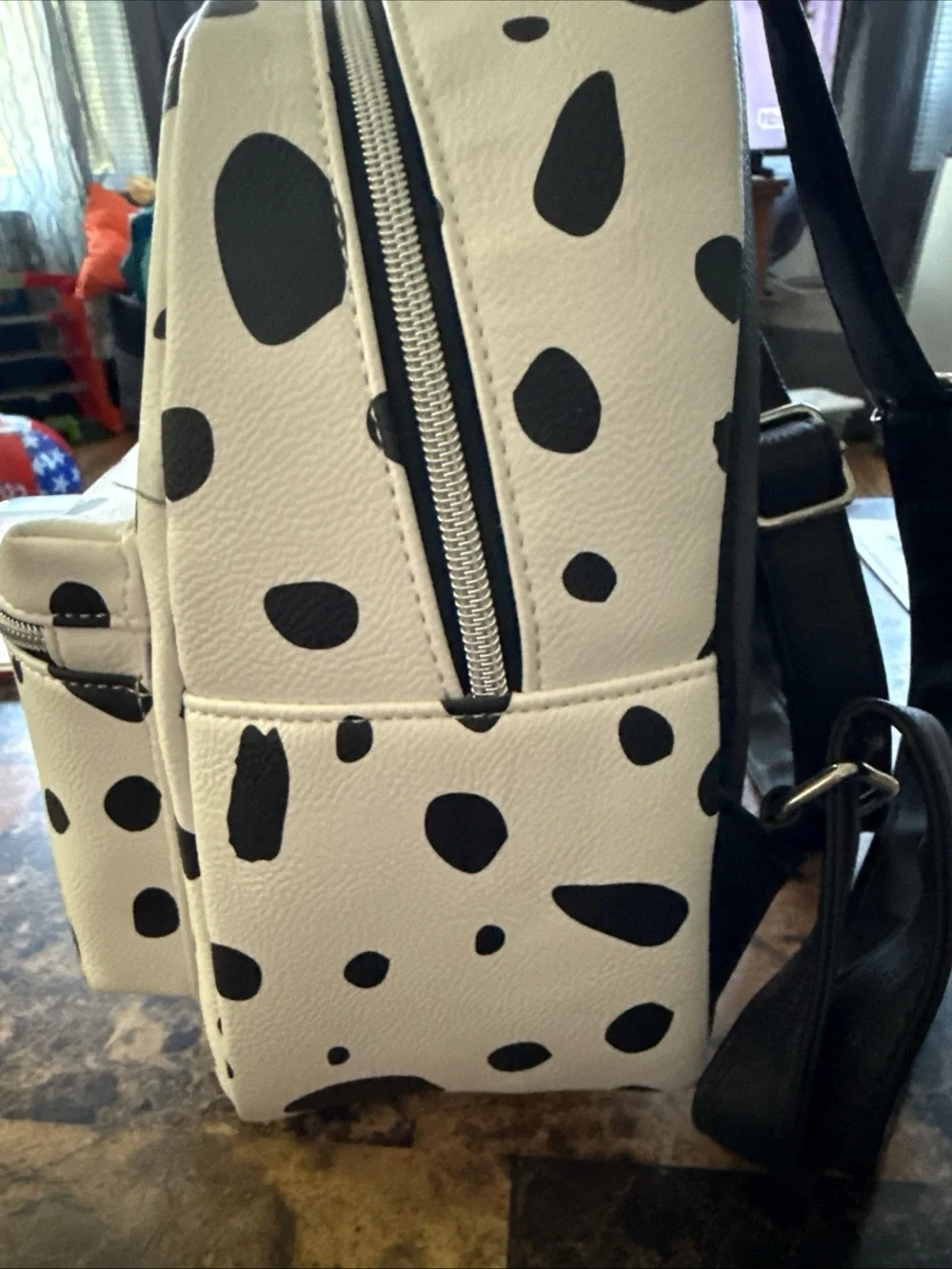 Disney Women's Dalmatian Spot Mini Backpack - White with Black and Red Accent
